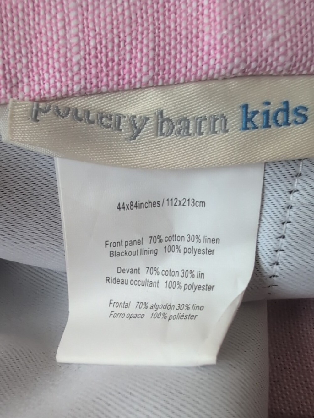 Pottery Barn Kids Evelyn Pink Linen Blend Blackout Curtains Panel Pair 44" x 84" - Picture 2 of 14